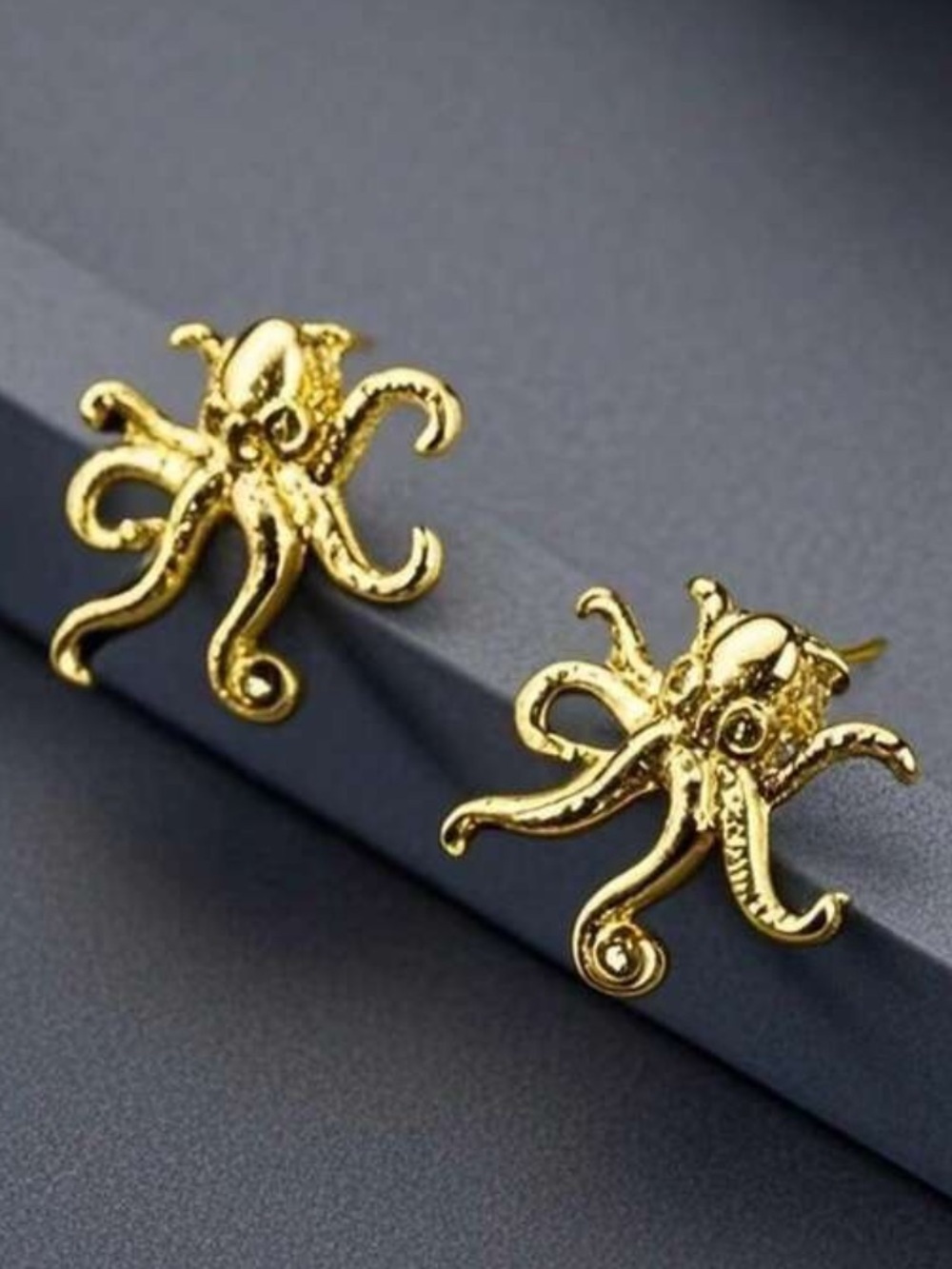 Gold Octopus Stud Earrings